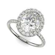 Catalina Oval Cut Pave Halo 4 Prong Claw Set Engagement Ring - Nivetta